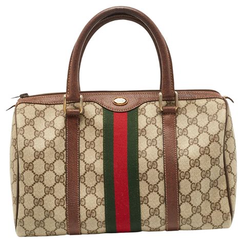 Gucci Brown/Beige GG Canvas Medium Vintage Web Boston 